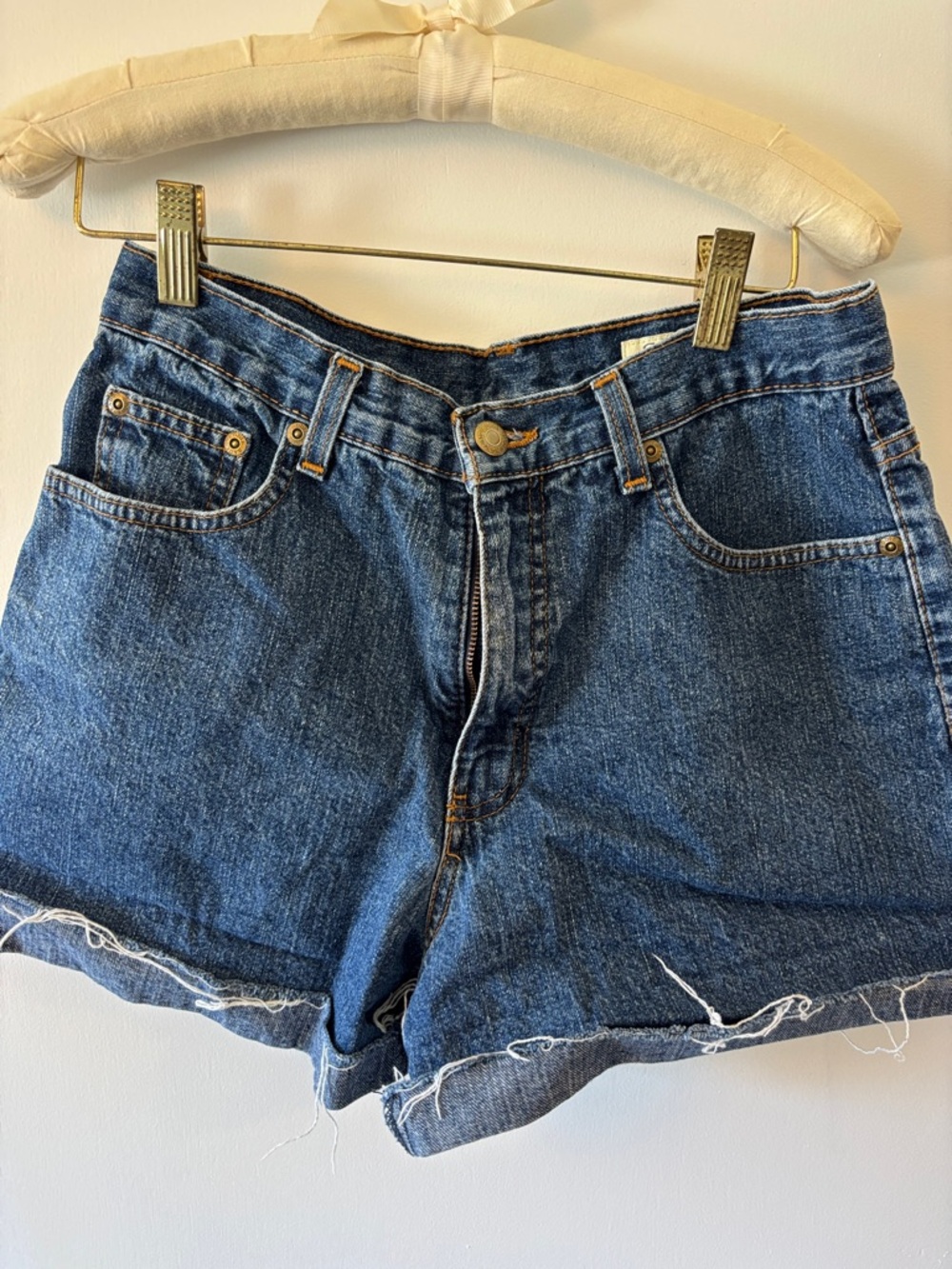 Eddie Bauer Raw Hem Dark Blue Denim Shorts